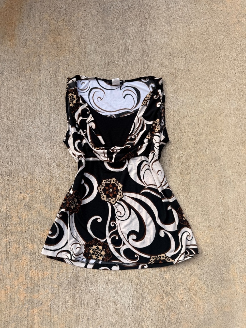 Vintage Y2K Perseption Concept Swirl Print Cowl Neck Tank Top | Size Medium | Ma